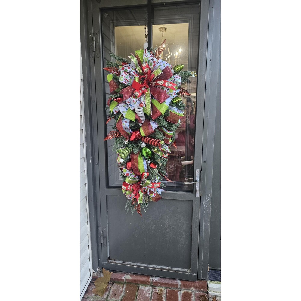 Red, Lime Green and White Whimsical Christmas Swag